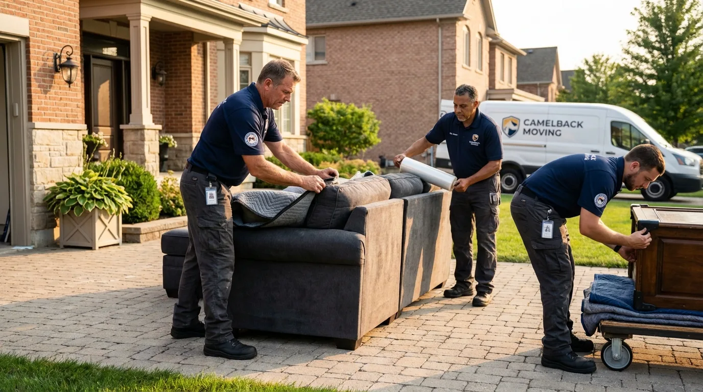 Large estate moving crew wrapping furniture in Lake Havasu City, AZ