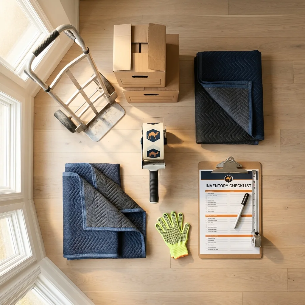 Professional moving supplies and packing materials layout for Lake Havasu City residential relocations